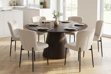 Siena Matgrupp runt 150 cm Rökt Ek med 6 Elsie Matstolar - Rökt ek/Vit - Products - Möbler - Bord & matgrupp - Matgrupp