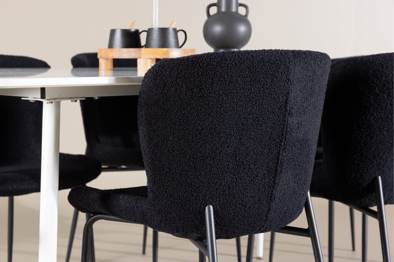 Silar Matgrupp 180 cm Rektangulär med 6 Modesto stolar - Vit/Svart - Products - Möbler - Bord & matgrupp - Matgrupp