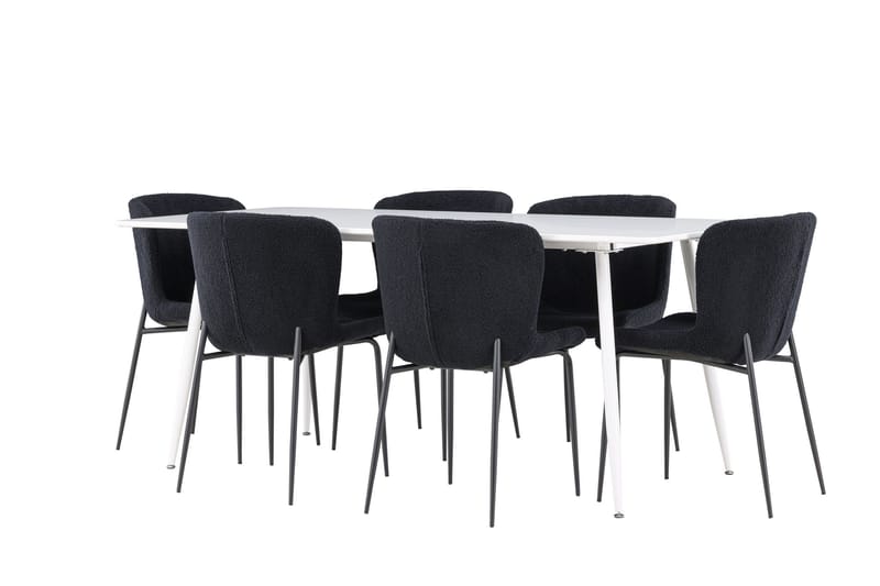 Silar Matgrupp 180 cm Rektangulär med 6 Modesto stolar - Vit/Svart - Products - Möbler - Bord & matgrupp - Matgrupp