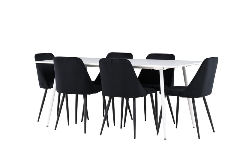 Silar Matgrupp 180 cm Rektangulär med 6 Night stolar - Vit/Svart - Products - Möbler - Bord & matgrupp - Matgrupp