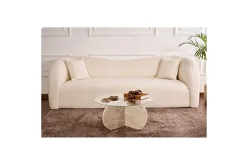 Soffbord Aeris 75 cm med Glasskiva - Travertin / Transparent - Products - Möbler - Bord & matgrupp - Soffbord