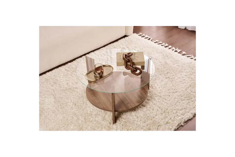 Soffbord Clara 75 cm med Glasskiva - Valnöt / Transparent - Products - Möbler - Bord & matgrupp - Soffbord