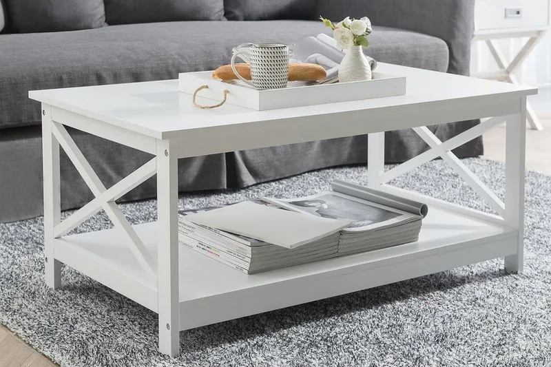 Fostia Soffbord 100 cm med Förvaring Hylla - Vit - Products - Möbler - Bord & matgrupp - Soffbord - Soffbord med förvaring