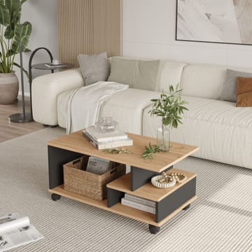 Solven Soffbord 90x42,5x51 cm - Ek och antracit - Products - Möbler - Bord & matgrupp - Soffbord - Soffbord med hjul