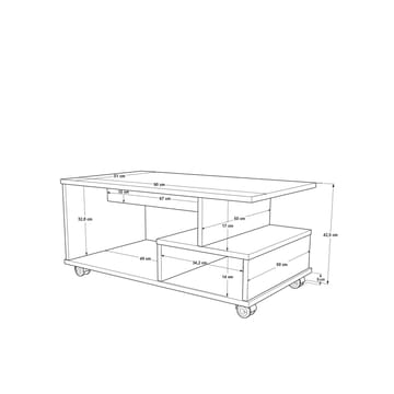 Solven Soffbord 90x42,5x51 cm - Ek och vitt - Products - Möbler - Bord & matgrupp - Soffbord - Soffbord med hjul