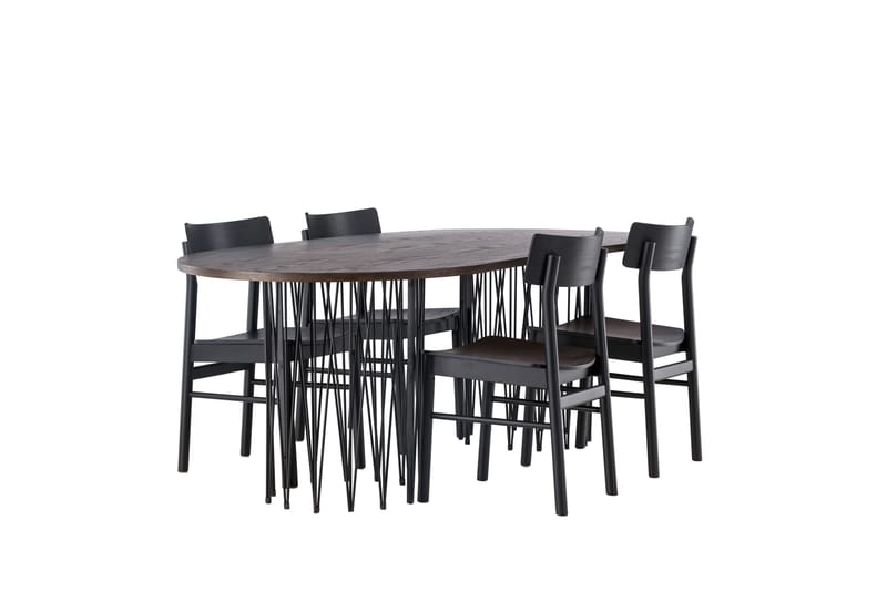 Stone Matgrupp + 4 Montros stolar Oval - Svart/Mocca - Products - Möbler - Bord & matgrupp - Matgrupp