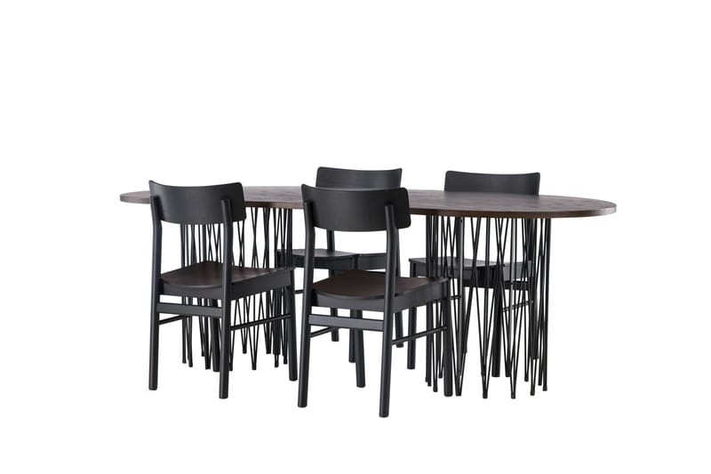Stone Matgrupp + 4 Montros stolar Oval - Svart/Mocca - Products - Möbler - Bord & matgrupp - Matgrupp