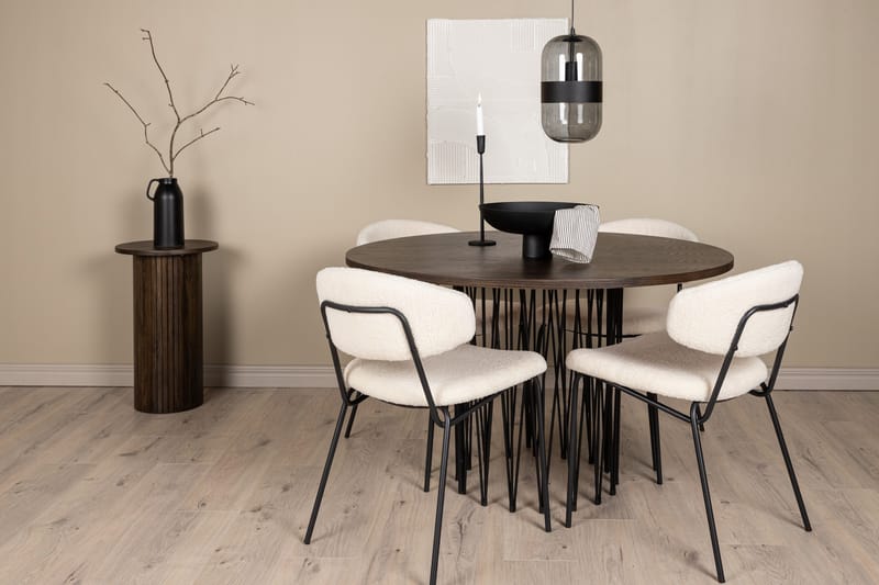 Stone Matgrupp 120 cm Rund med 4 Chico Stolar - Svart - Products - Möbler - Bord & matgrupp - Matgrupp