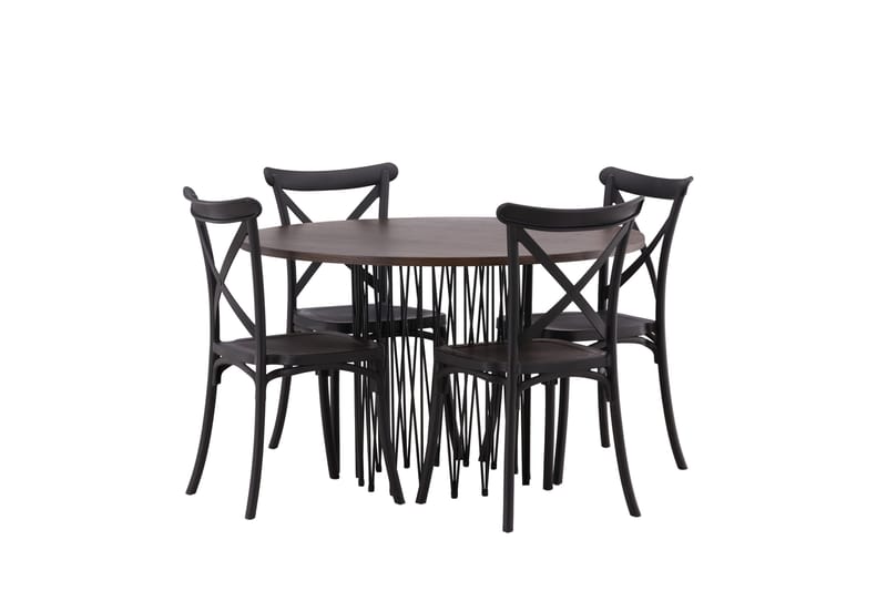 Stone Matgrupp 120 cm Rund med 4 Crosett stolar - Svart - Products - Möbler - Bord & matgrupp - Matgrupp