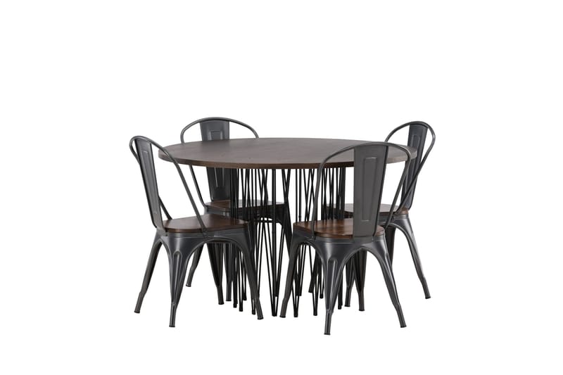 Stone Matgrupp 120 cm Rund med 4 Tempe stolar - Mocca - Products - Möbler - Bord & matgrupp - Matgrupp