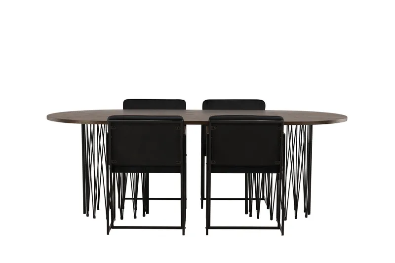 Stone Matgrupp 220 cm Oval med 4 Richmond stolar - Svart - Products - Möbler - Bord & matgrupp - Matgrupp