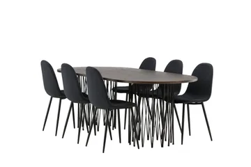 Stone Matgrupp 220 cm Oval med 6 Polar stolar - Svart - Products - Möbler - Bord & matgrupp - Matgrupp