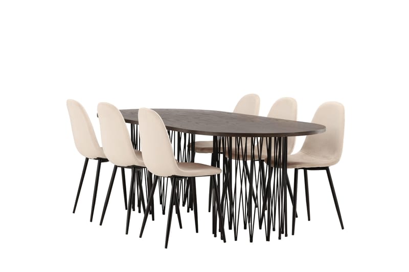 Stone Matgrupp 220 cm Oval med 6 Polar stolar - Beige - Products - Möbler - Bord & matgrupp - Matgrupp