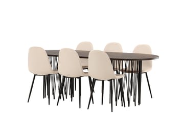 Stone Matgrupp 220 cm Oval med 6 Polar stolar - Beige - Products - Möbler - Bord & matgrupp - Matgrupp