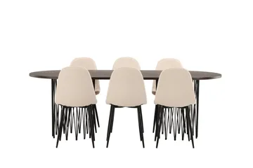 Stone Matgrupp 220 cm Oval med 6 Polar stolar - Beige - Products - Möbler - Bord & matgrupp - Matgrupp