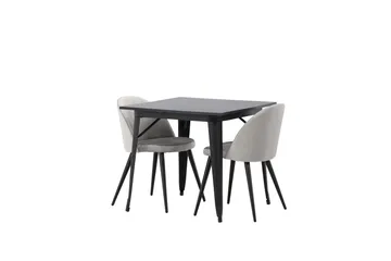 Tempe Matgrupp 80 cm Rektangulär med 2 Velvet stolar - Svart - Products - Möbler - Bord & matgrupp - Matgrupp