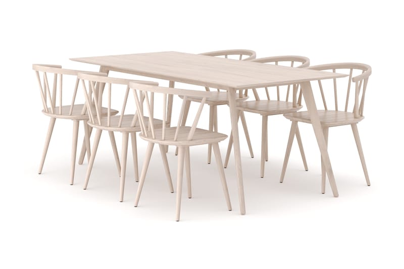 Tyrö Matgrupp med 6 st Tyrö Karmstolar, Whitewash/Whitewash