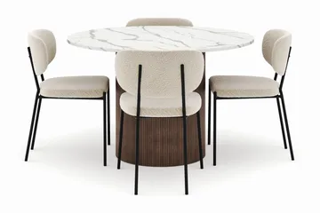 Uppveda Matbord 120 cm Rund med 4 Gemmiano Stolar - Brun - Products - Möbler - Bord & matgrupp - Matgrupp