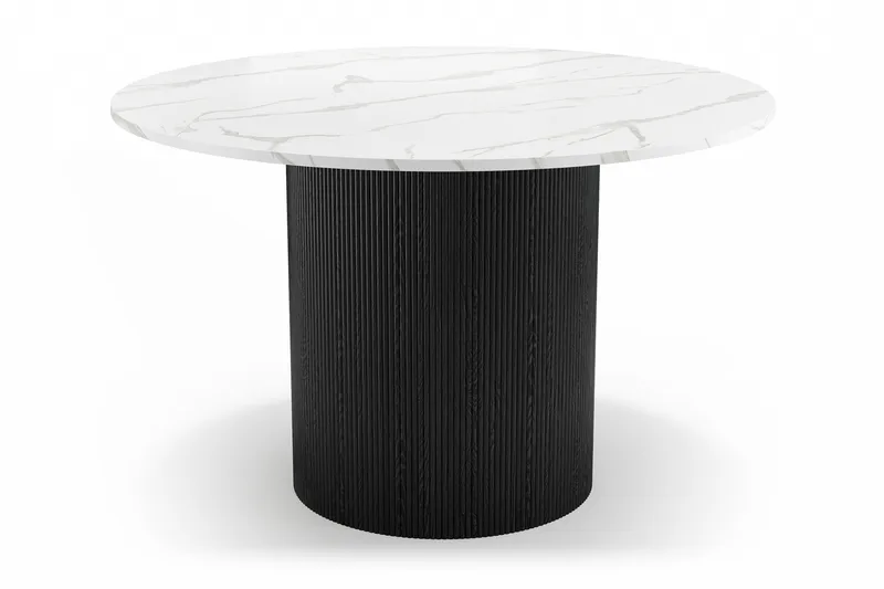 Uppveda Matbord 120 cm Rund med 4 Sawako Stolar - Svart/Vit - Products - Möbler - Bord & matgrupp - Matgrupp