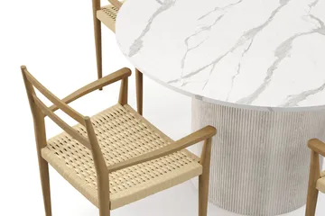 Uppveda Matbord 120 cm Rund med 4 st Jamna Karmstolar - Vit - Products - Möbler - Bord & matgrupp - Matgrupp