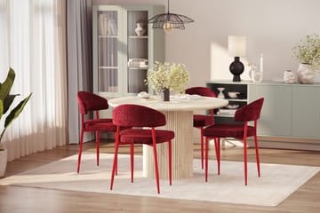 Uppveda Runt Matbord 120cm Travetin utseende med 4 st Jairam Matstolar - Beige - Products - Möbler - Bord & matgrupp - Matgrupp