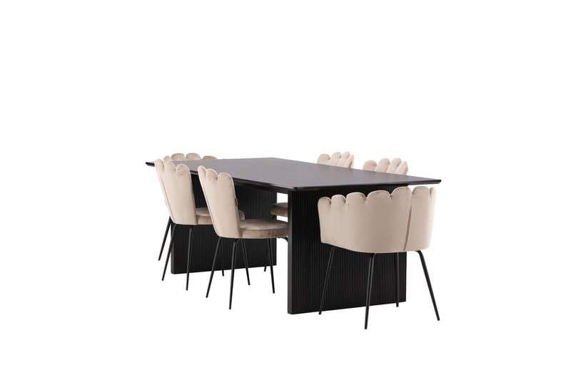 Vail Matgrupp 200 cm Rektangulär med 4 Limhamn stolar - Beige - Products - Möbler - Bord & matgrupp - Matgrupp
