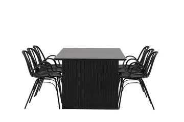 Vail Matgrupp 200 cm Rektangulär med 6 Dyrön stolar - Svart - Products - Möbler - Bord & matgrupp - Matgrupp