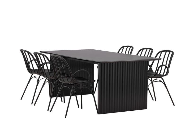 Vail Matgrupp 200 cm Rektangulär med 6 Dyrön stolar - Svart - Products - Möbler - Bord & matgrupp - Matgrupp