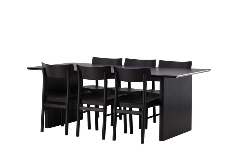 Vail Matgrupp 200 cm Rektangulär med 6 Montros stolar - Svart - Products - Möbler - Bord & matgrupp - Matgrupp
