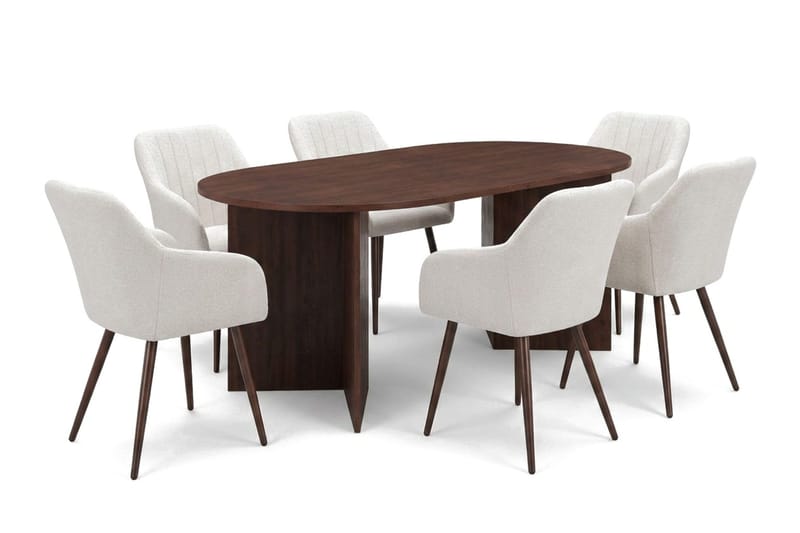 Vera Matgrupp rektangulärt 180 cm Valnöt med 6 Filippa Matstolar - Valnöt - Products - Möbler - Bord & matgrupp - Matgrupp