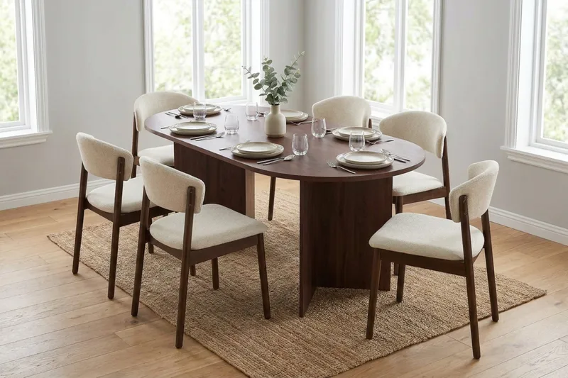 Vera Matgrupp rektangulärt 180 cm Valnöt med 6 Nala Matstolar - Valnöt - Products - Möbler - Bord & matgrupp - Matgrupp