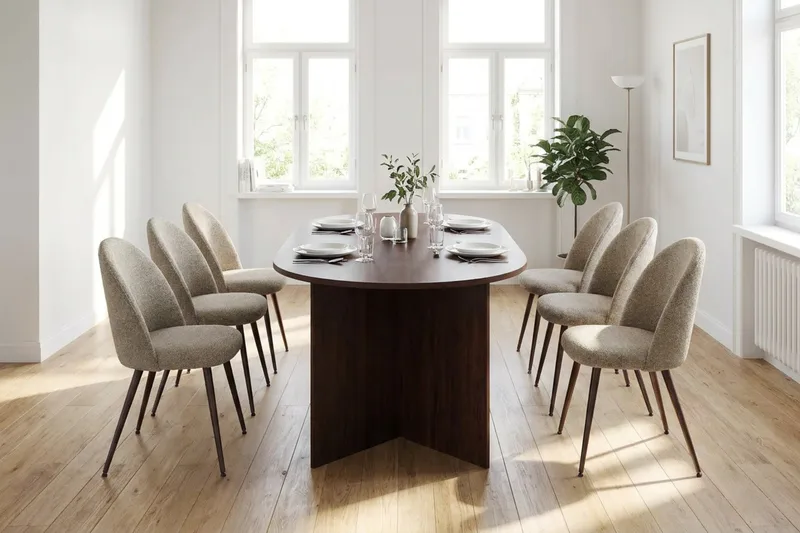 Vera Matgrupp rektangulärt 180 cm Valnöt med 6 Nibe Plus Matstolar - Valnöt - Products - Möbler - Bord & matgrupp - Matgrupp