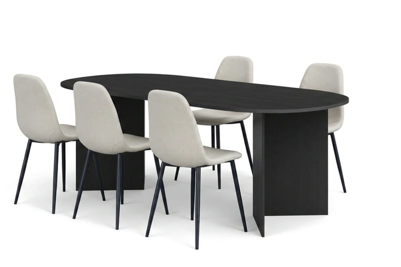 Vera Matgrupp rektangulärt 220 cm Svart med 6 Nibe Matstolar - Svart - Products - Möbler - Bord & matgrupp - Matgrupp