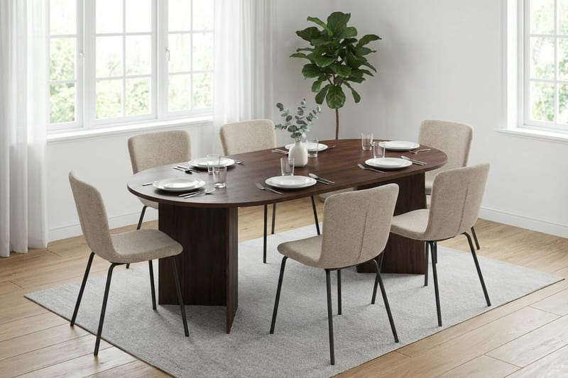 Vera Matgrupp rektangulärt 220 cm Valnöt med 6 Katy Matstolar - Valnöt - Products - Möbler - Bord & matgrupp - Matgrupp