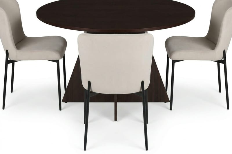 Vera Matgrupp runt 110 cm Rökt Ek med 4 Elsie Matstolar - Rökt ek/Beige - Products - Möbler - Bord & matgrupp - Matgrupp