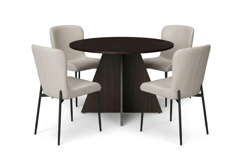 Vera Matgrupp runt 110 cm Rökt Ek med 4 Elsie Matstolar - Rökt ek/Beige - Products - Möbler - Bord & matgrupp - Matgrupp