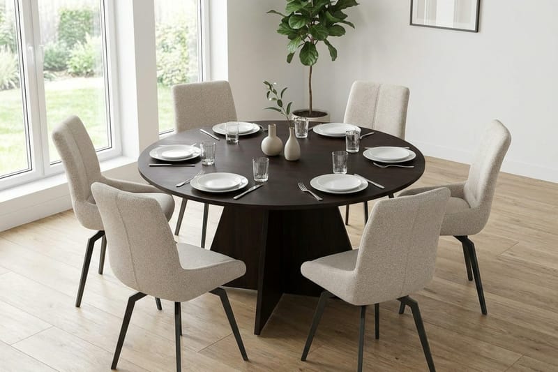 Vera Matgrupp runt 150 cm Rökt Ek med 6 Mora Matstolar - Rökt ek - Products - Möbler - Bord & matgrupp - Matgrupp