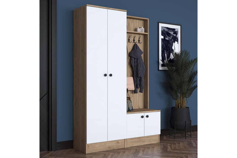 Hooda Hallmöbelset Brun/Vit - Hanah Home - Products - Möbler - Hallmöbler - Möbelset för hall & entre