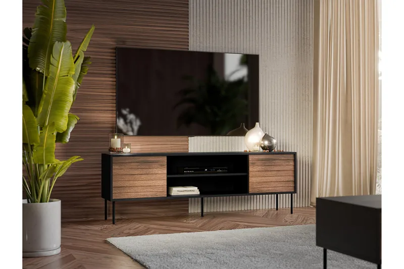 Belonger Tv-bänk 180 cm - Svart/Valnöt - Products - Möbler - TV- & Mediamöbler - TV bänk & mediabänk