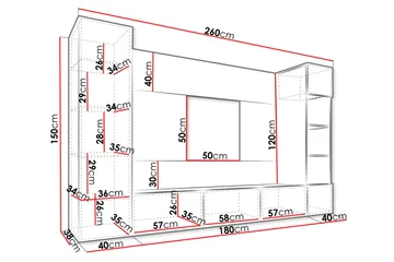 Bernice Tv-skåp 260x38 cm - Beige - Products - Möbler - TV- & Mediamöbler - TV-möbelset