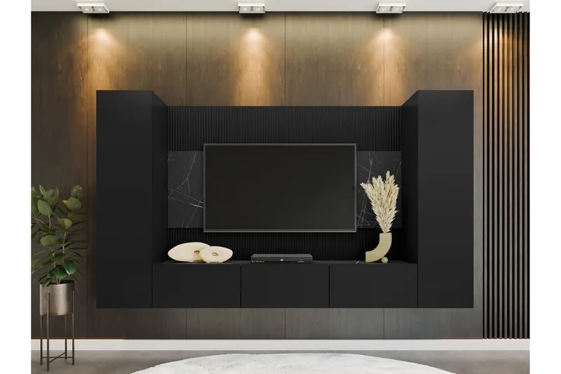 Bernice Tv-skåp 260x38 cm - Svart - Products - Möbler - TV- & Mediamöbler - TV-möbelset