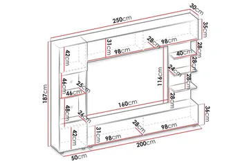 Bunda Tv-möbelset 250x30 cm - Grå/Vit - Products - Möbler - TV- & Mediamöbler - TV-möbelset