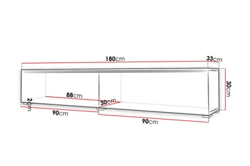 Cuguen Tv-skåp 180 cm Vit LED - Vit - Products - Möbler - TV- & Mediamöbler - TV bänk & mediabänk