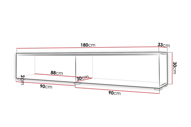 Cuguen Tv-skåp 180 cm Vit LED - Vit - Products - Möbler - TV- & Mediamöbler - TV bänk & mediabänk