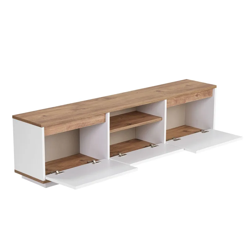 Domar Tv-bänk 160 cm, Atlantic pine, vit