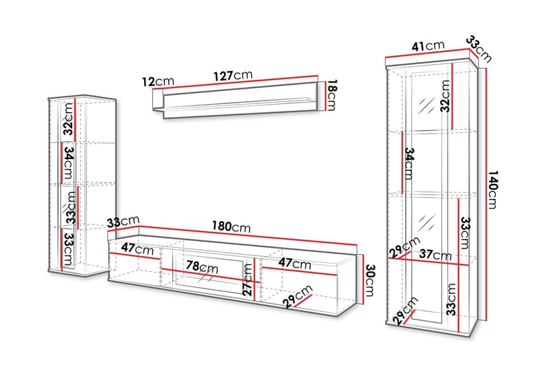 Gamal Tv-möbelset - Grå - Products - Möbler - TV- & Mediamöbler - TV-möbelset