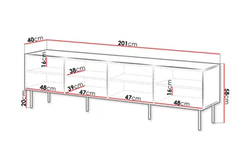 Hammarstrand Tv-bänk med Förvaring 201 cm - Valnöt / Brun / Ribbad - Products - Möbler - TV- & Mediamöbler - TV bänk & mediabänk