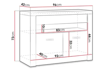 Indianapolis TV-bänk 96x42x73 cm - Vit - Products - Möbler - TV- & Mediamöbler - TV bänk & mediabänk