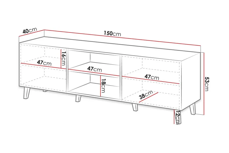 Juniskär Tv-bänk 40x52x150 cm - Svart - Products - Möbler - TV- & Mediamöbler - TV bänk & mediabänk