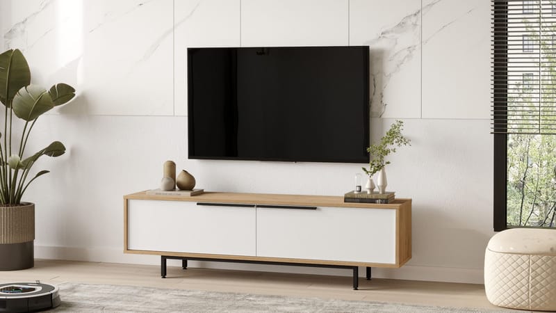 Nilena TV-bänk 160x45,1x35,5 cm - ek, vit - Products - Möbler - TV- & Mediamöbler - TV bänk & mediabänk